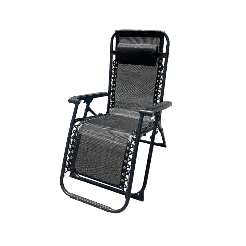 Marbueno Tumbona Plegable Acero Cojin Jardin 90X66X108 Gravedad Cero Negra 10006