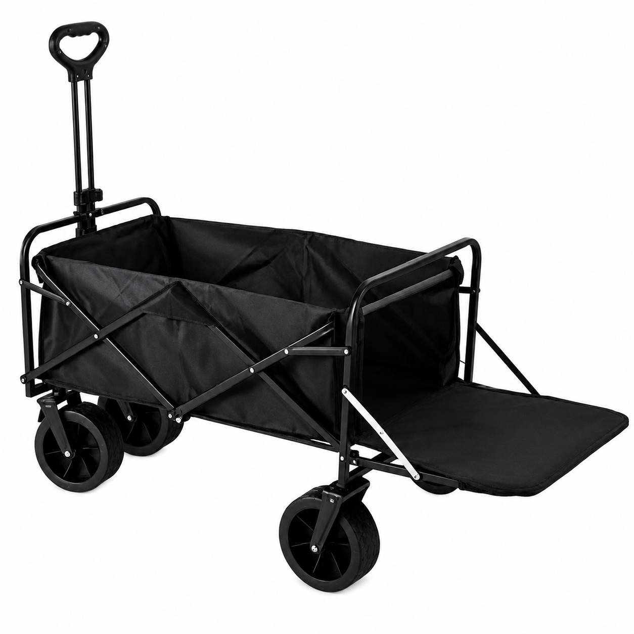Marbueno Carro plegable playa/jardín acero c/apertura 150 kg negro 86 × 50 × 55/100cm