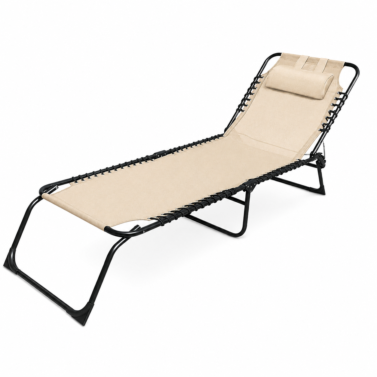 Marbueno Tumbona plegable acero c/cojin beige 190 × 58 × 27 cm bolsa