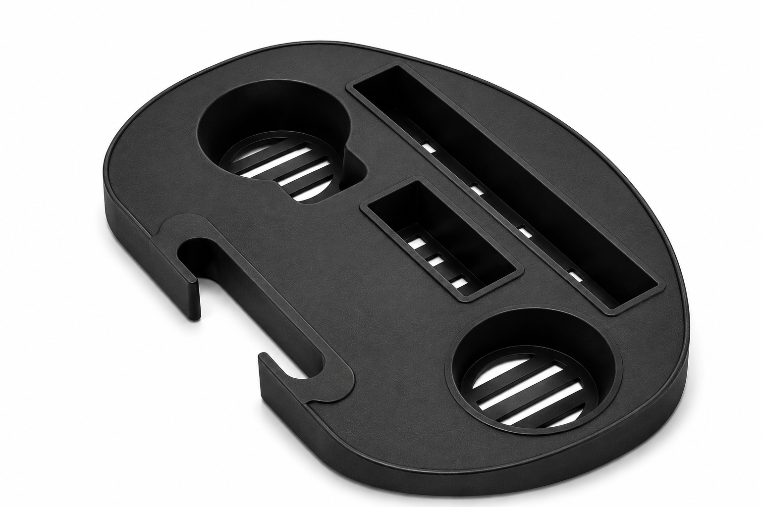 Marbueno Bandeja portavasos y movil grande plástico negro 38 × 23 × 6 cm bolsa
