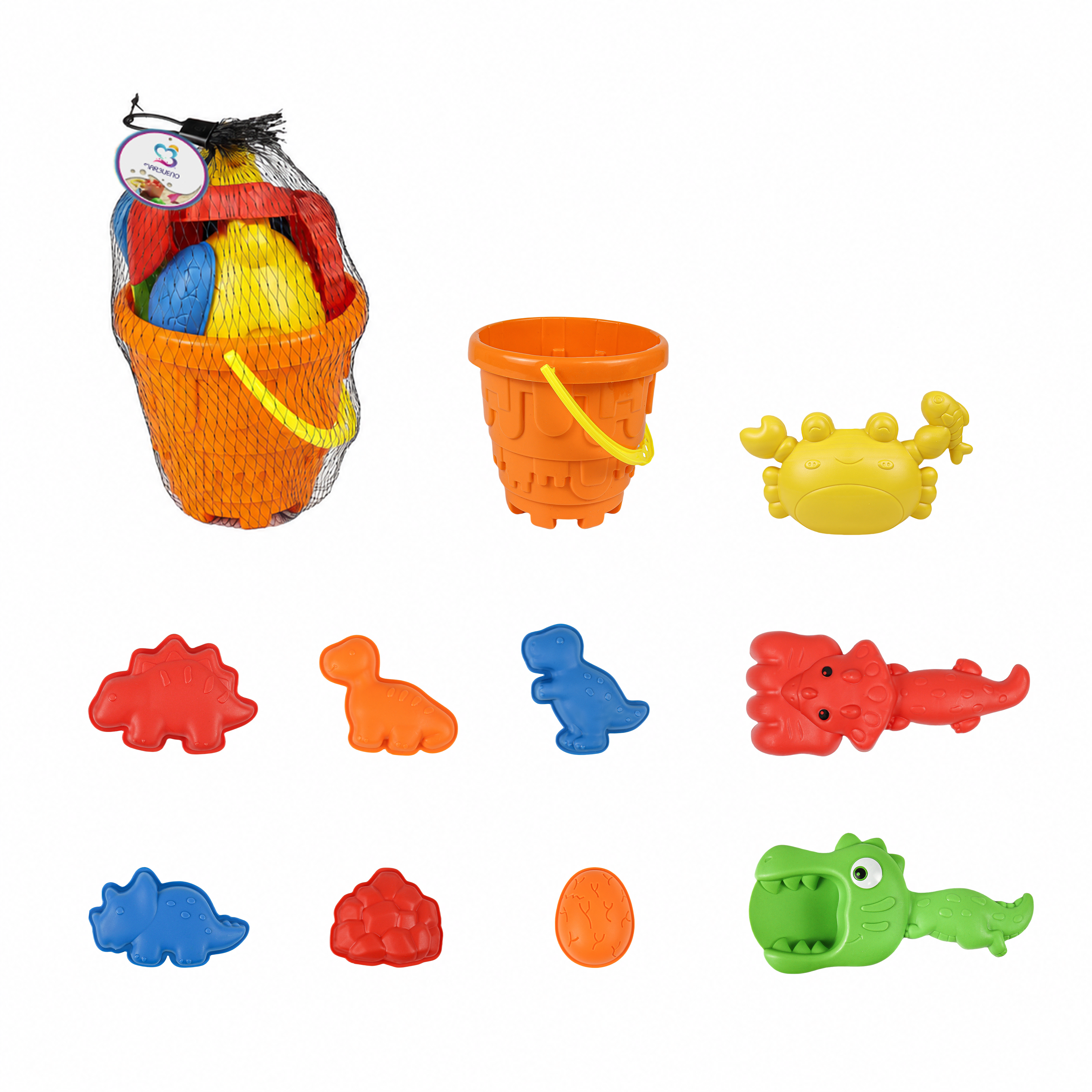 Marbueno Conjunto cubo playa c/accesorios 15 × 22cm surtido red